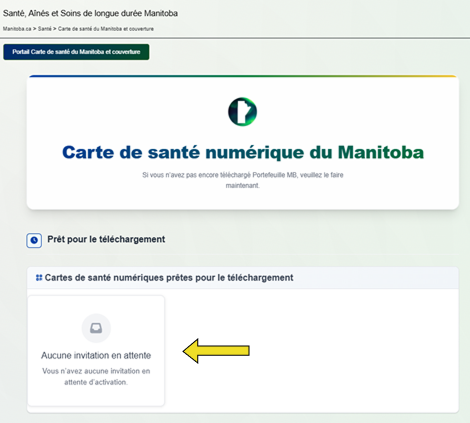 �cran � Acc�der aux cartes d�assurance-maladie num�riques � sur mon compte de carte d�assurance-maladie du Manitoba
