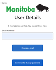 Change password button after email is verified