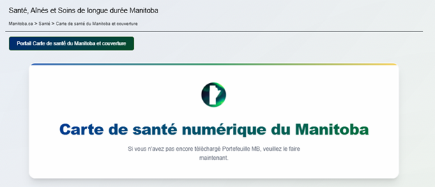 Bouton du portail de la Carte de sant� du Manitoba et couverture