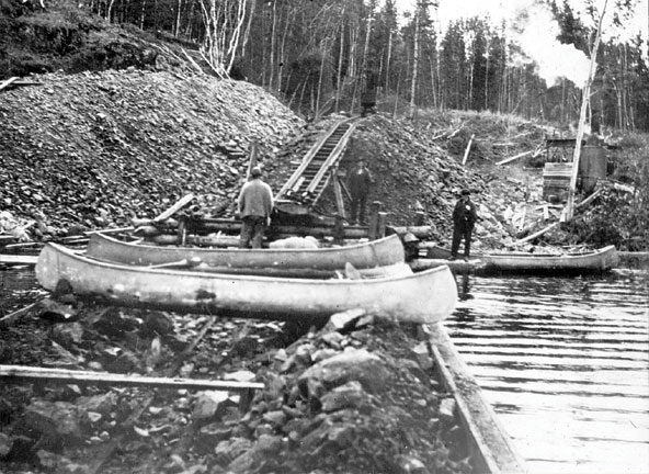 Mandy Mine ore dump and barge loading at Sturgeon Landing.