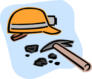 Miner's hat with hammer
