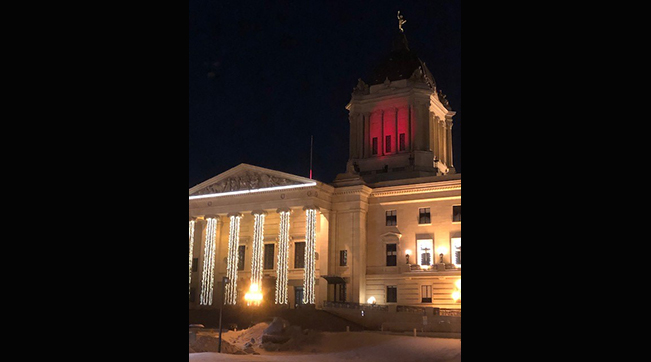 Red light at the Legislature Building