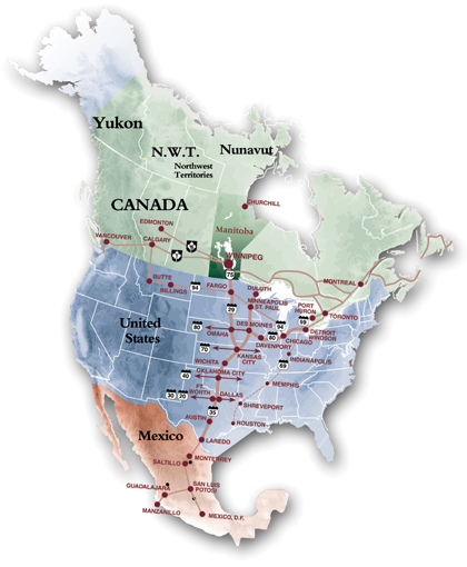 Map showing Mid-continent Trade Corridor 