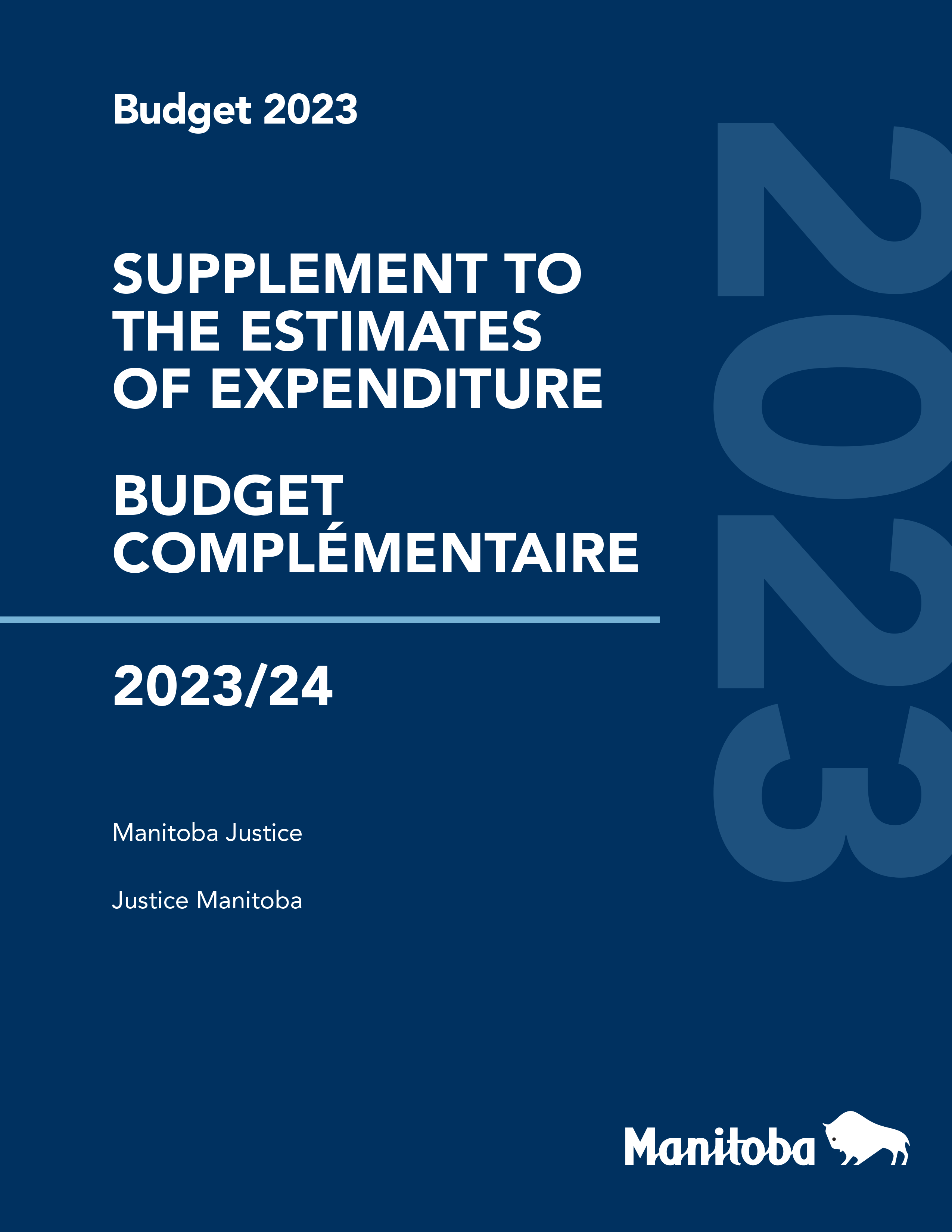 Manitoba Justice Main Estimates Supplements