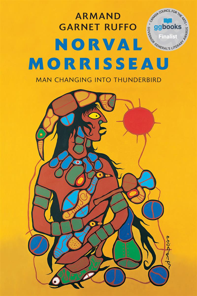 Book cover for Norval Morrisseau: Man Changing Into Thunderbird showing one of his self-portraits.