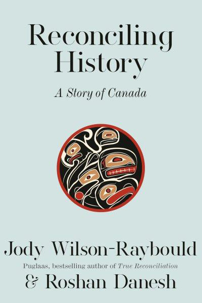 Book Cover for Reconciling History showing an illustration of a carving, entitled Family,  by west coast artist Jackson Robertson