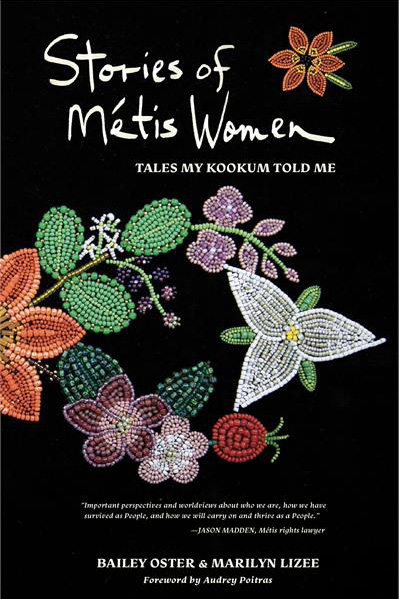 Cover for Stories of Métis Women showing a circle of beaded flowers