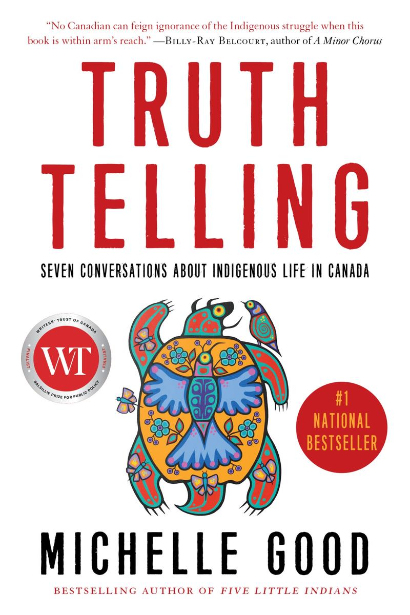 Book cover for Truth Telling showing an illustration of a turtle with a bird on it’s shell. 