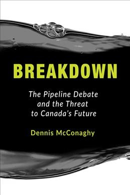 Book cover for “Breakdown”; showing the title in green with an oil slick in the background 