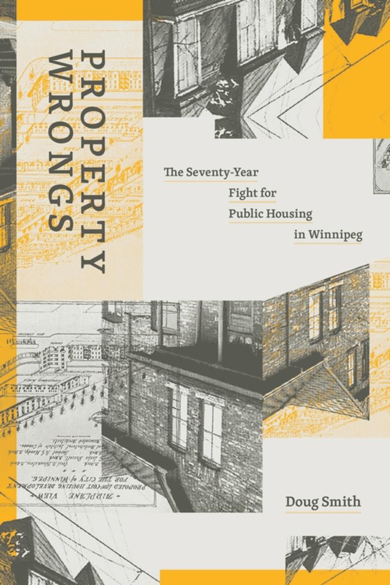 book cover showing old photographs and architecture plans of buildings.