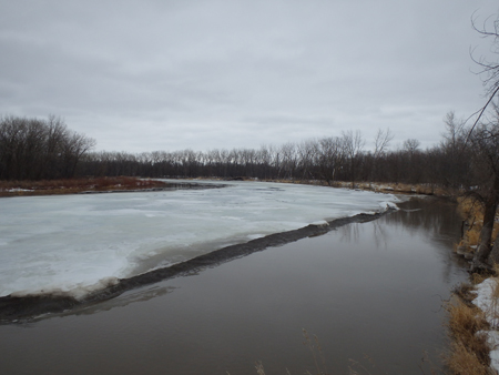 Surveillance des embâcles dans le bas de la  rivière Assiniboine, le 19 avril 2014 