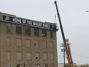 Project Update - February 24, 2021 – Wheat Kings signs coming down - view 2