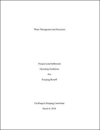 Pasquia Review is a review of the operating guidelines to develop a sustainable plan for future drainage and pumping in the Pasquia Area Land Settlement