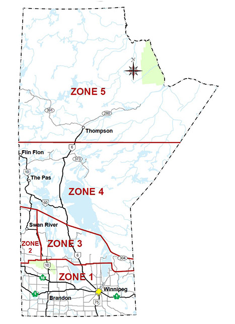 Manitoba - Cinq zones climatiques