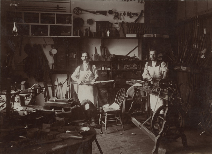 Photograph of the interior of Hingston-Smith Arms Co., c. 1897