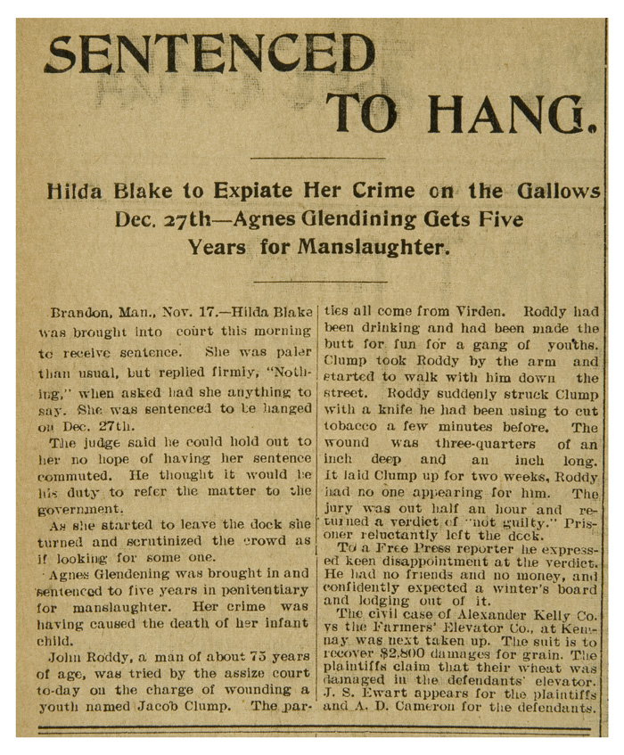 Article du Manitoba Morning Free Press, 18 novembre 1899