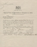 General Form of Information or Complaint on Oath
