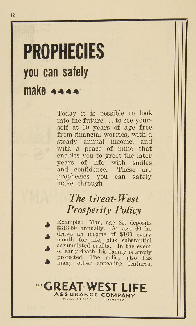 Great-West Life Assurance Company advertisement