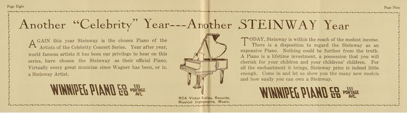 Winnipeg Piano Co. Ltd. advertisement