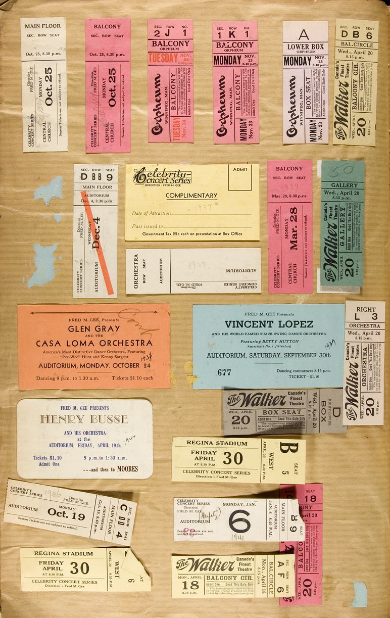 Scrapbook of tickets