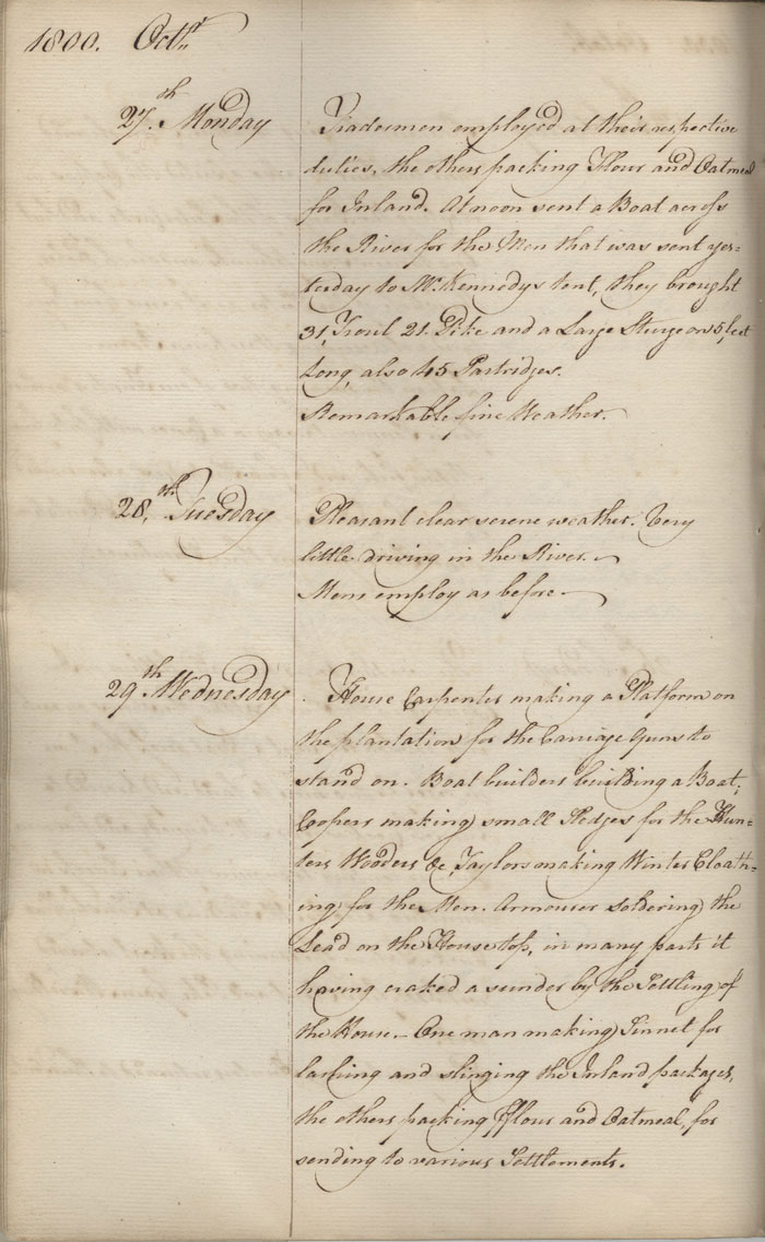 Journal du poste de York Factory, 1800