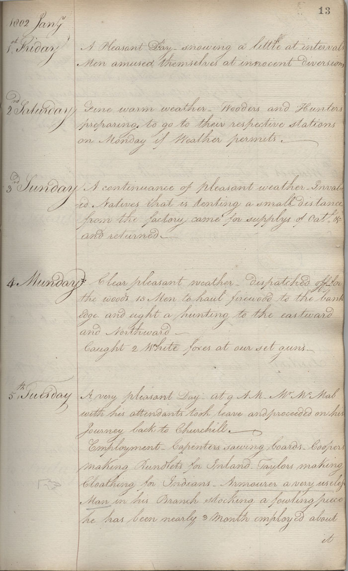 Journal du poste de York Factory, 1801-1802