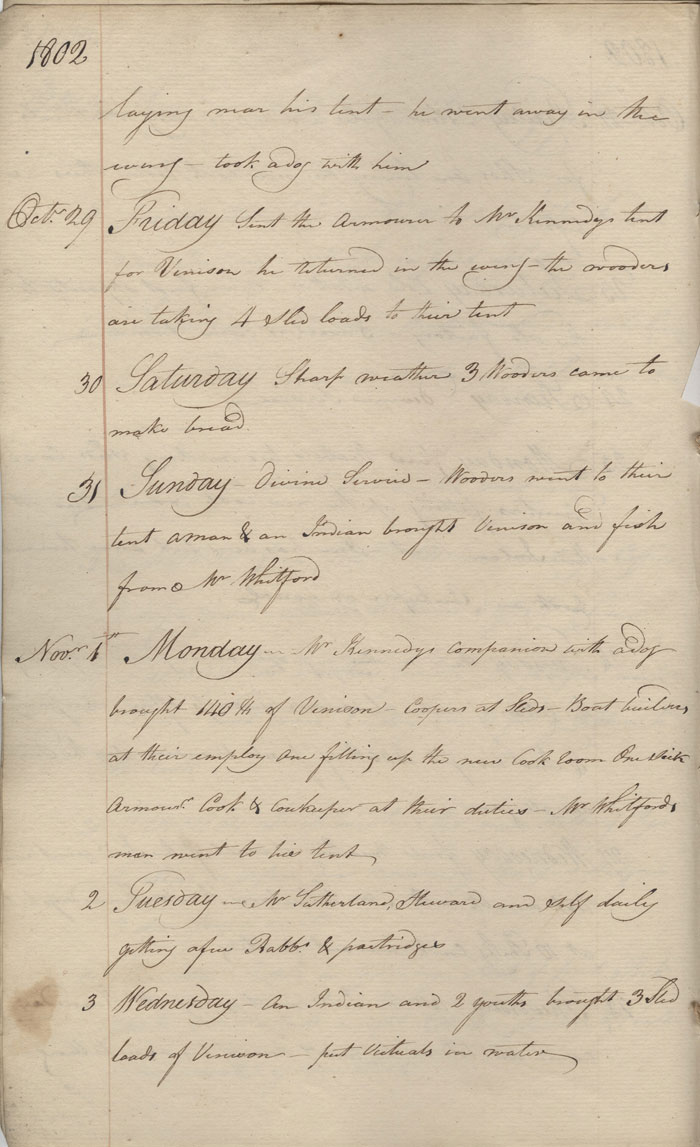 Journal du poste de York Factory, 1802