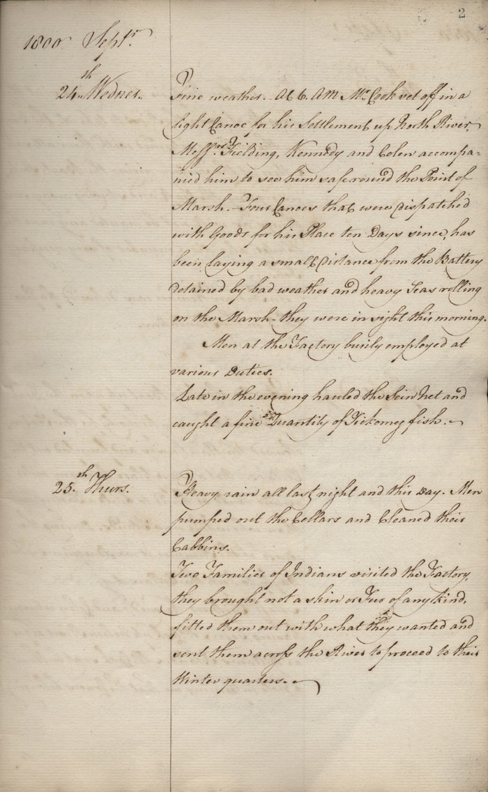 Journal du poste de York Factory, 1800