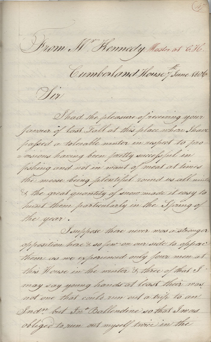 Letter from Alexander Kennedy to John McNab, 7 June 1806. 