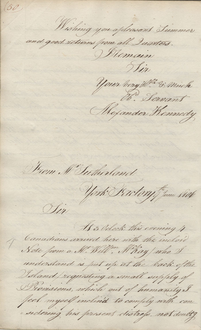 Lettre d'Alexander Kennedy  John McNab, 7 juin 1806 