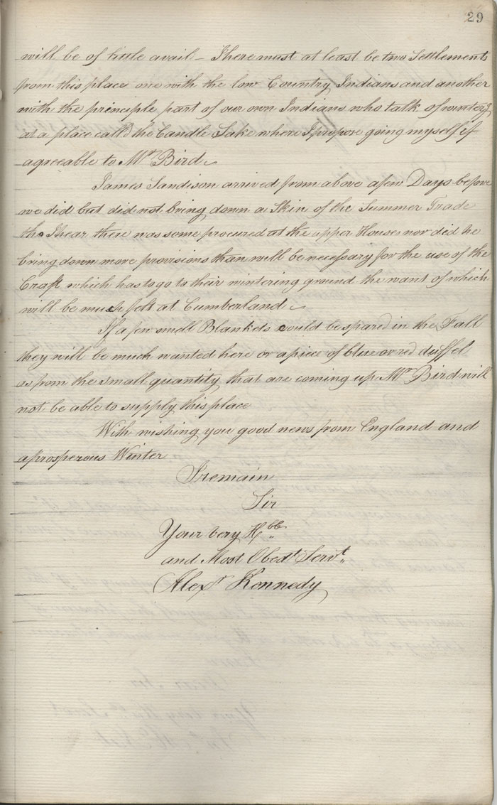 Lettre d'Alexander Kennedy  John McNab, 4 aot 1805
