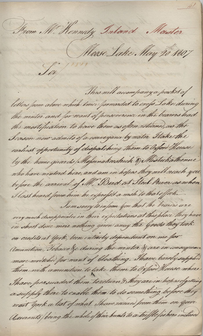 Lettre d'Alexander Kennedy  John McNab, 20 mai 1807