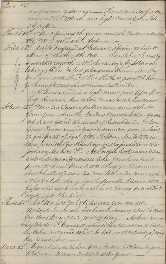 Journal du poste de Cumberland House, 1818