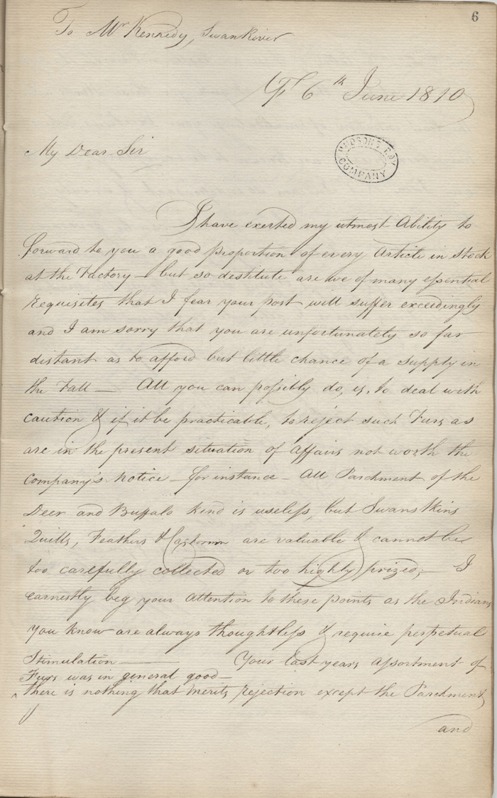 Lettre de William Hemmings Cook  Alexander Kennedy, 6 juin 1810