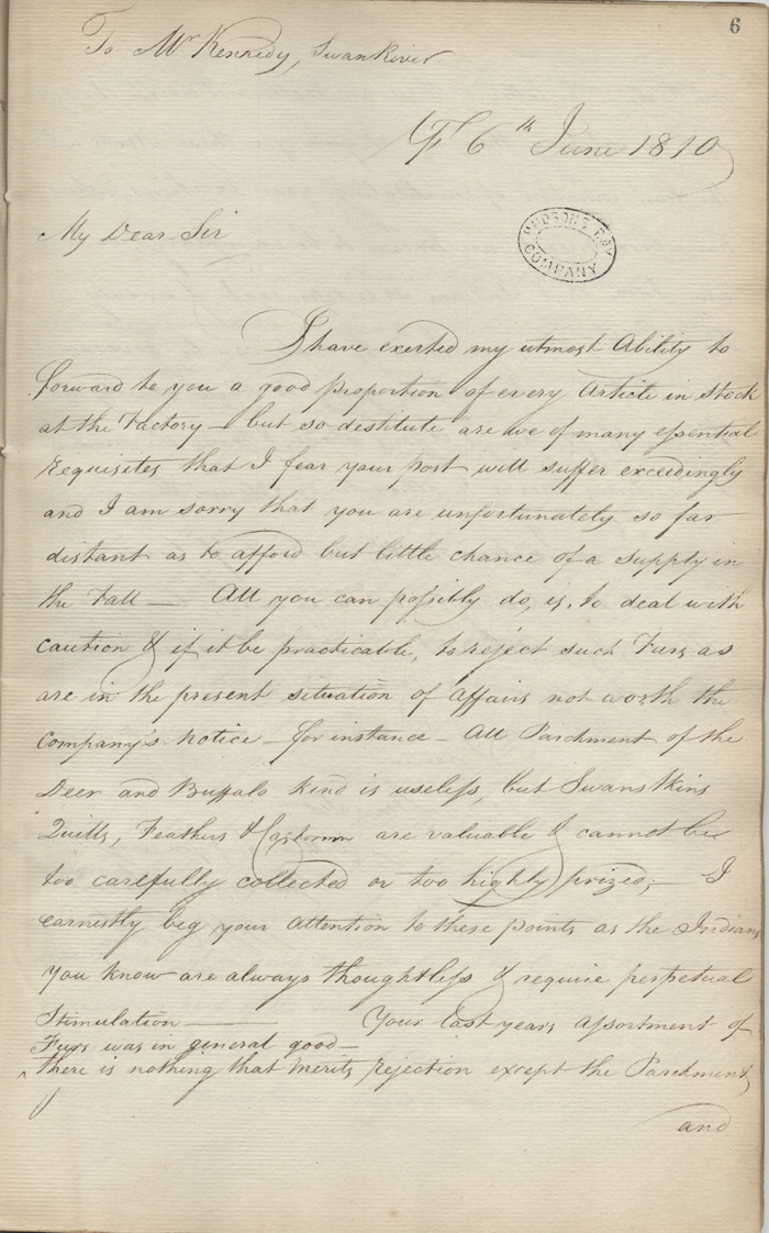 Lettre de William Hemmings Cook  Alexander Kennedy, 6 juin 1810