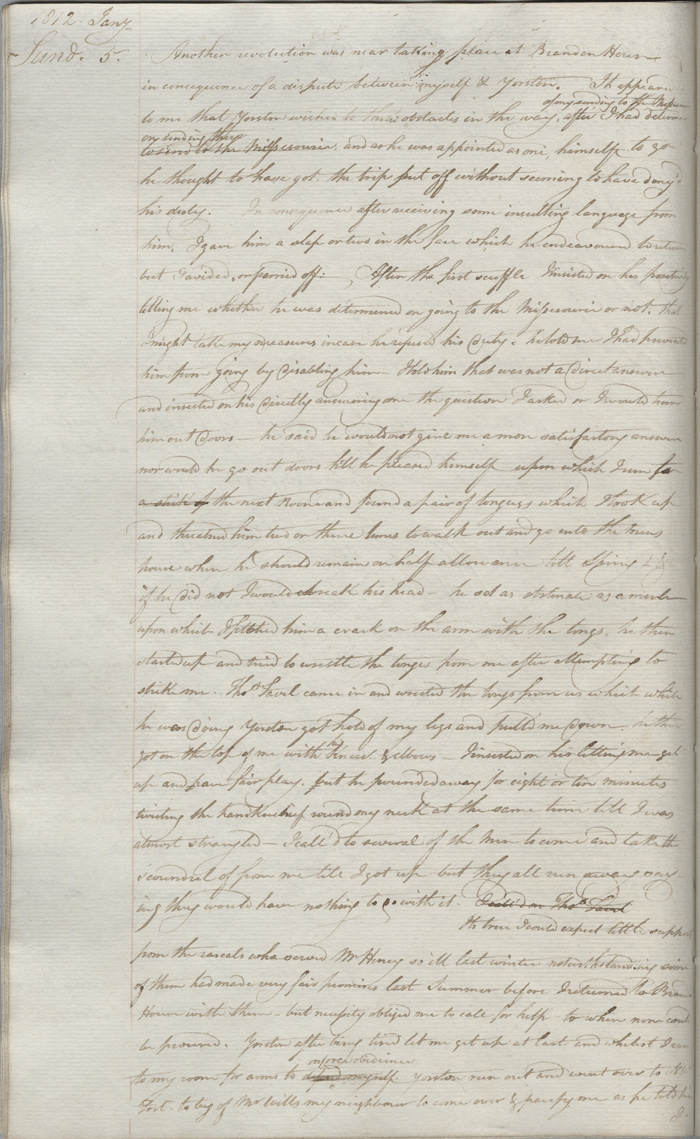 Journal du poste de Brandon House, 1812