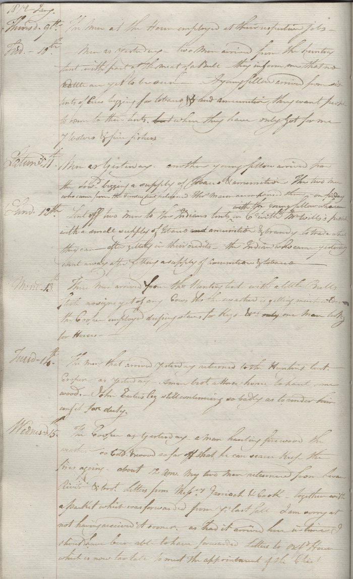 Journal du poste de Brandon House, 1812
