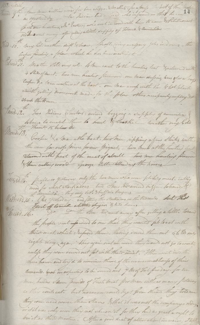 Brandon House post journal, 1812