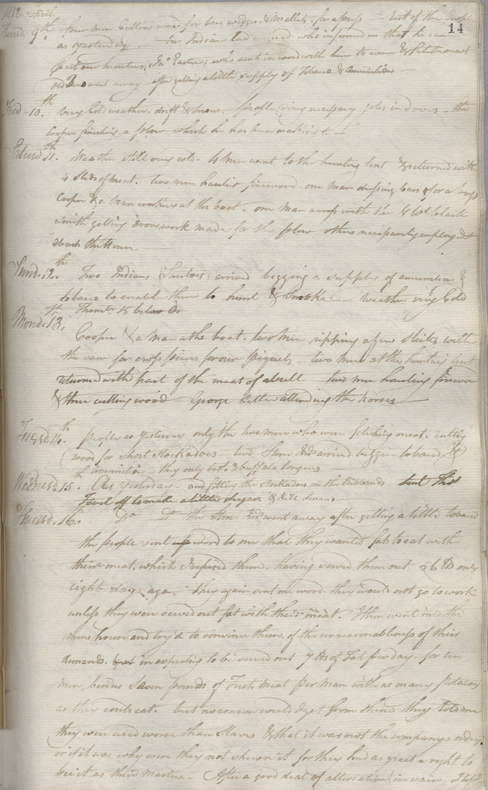 Journal du poste de Brandon House, 1812