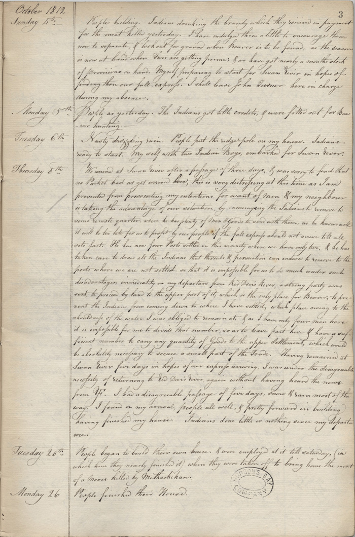 Red Deer River post journal, 1812