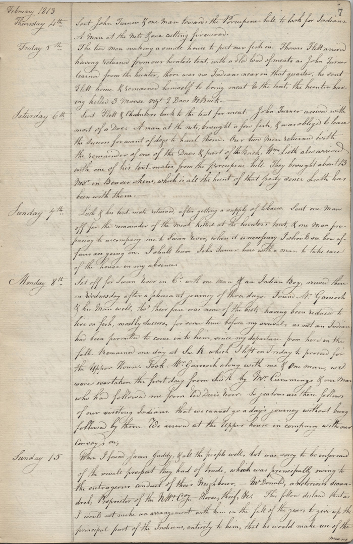 Journal du poste de Red Deer River, 1812