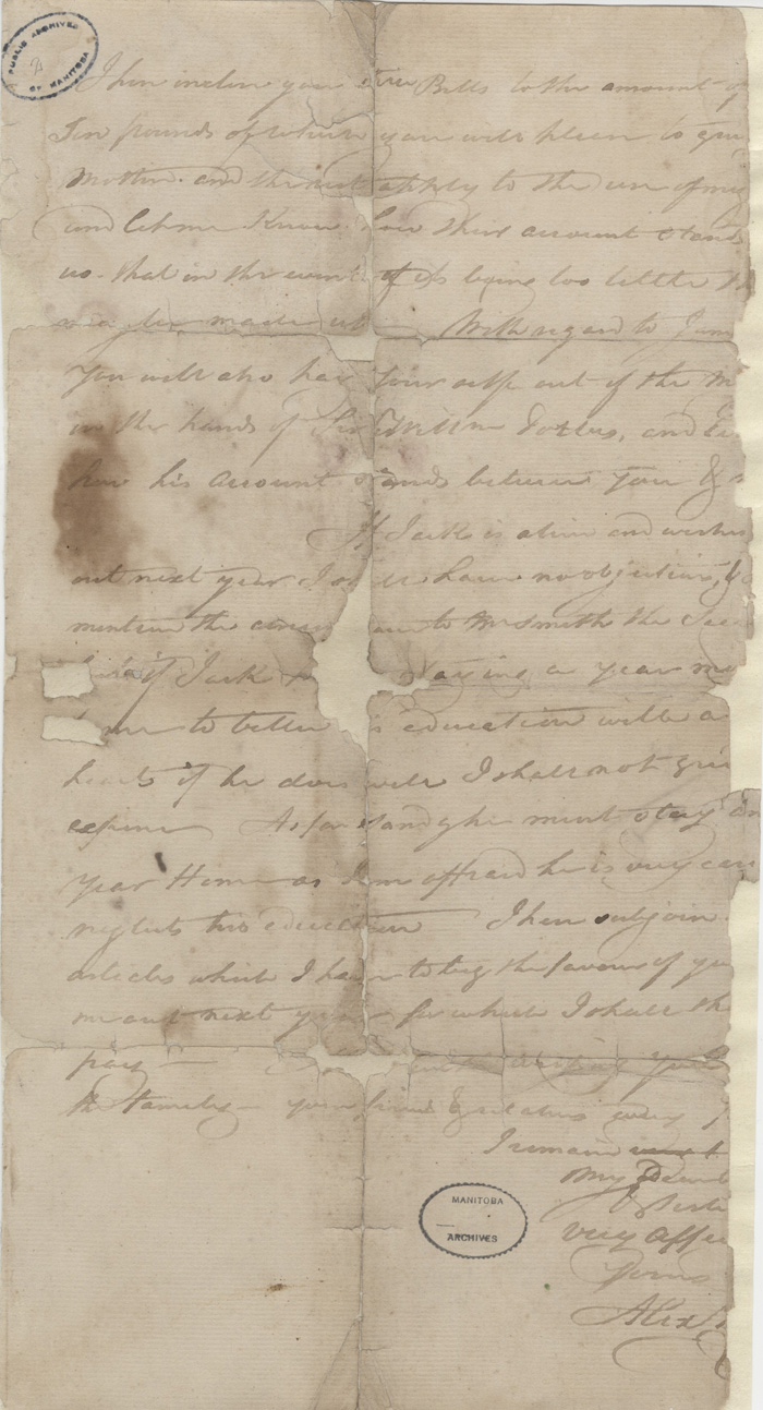 Lettre d'Alexander Kennedy  son frre et  sa sur