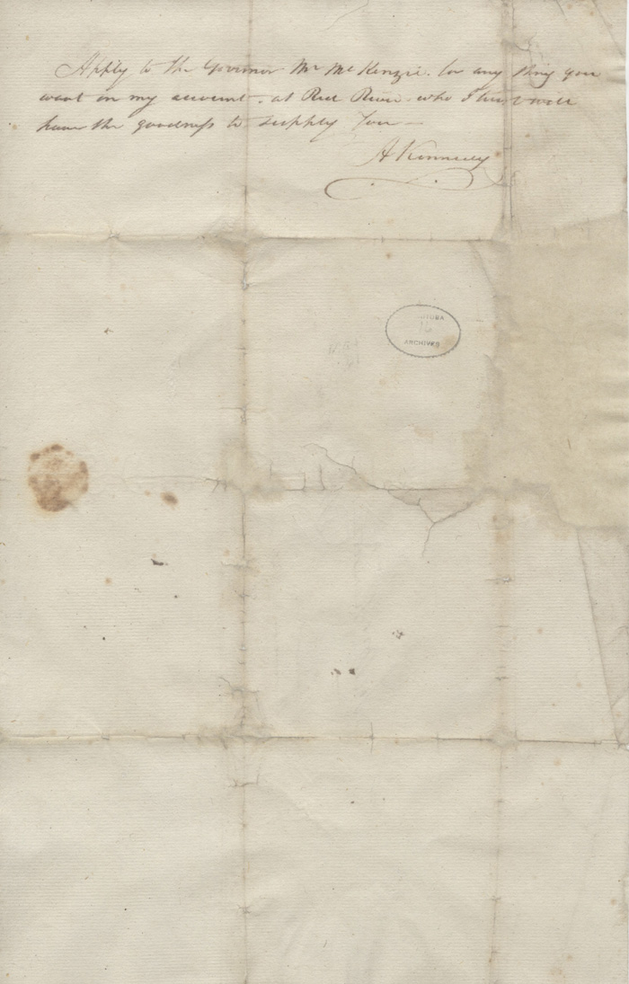 Lettre d'Alexander Kennedy  sa femme