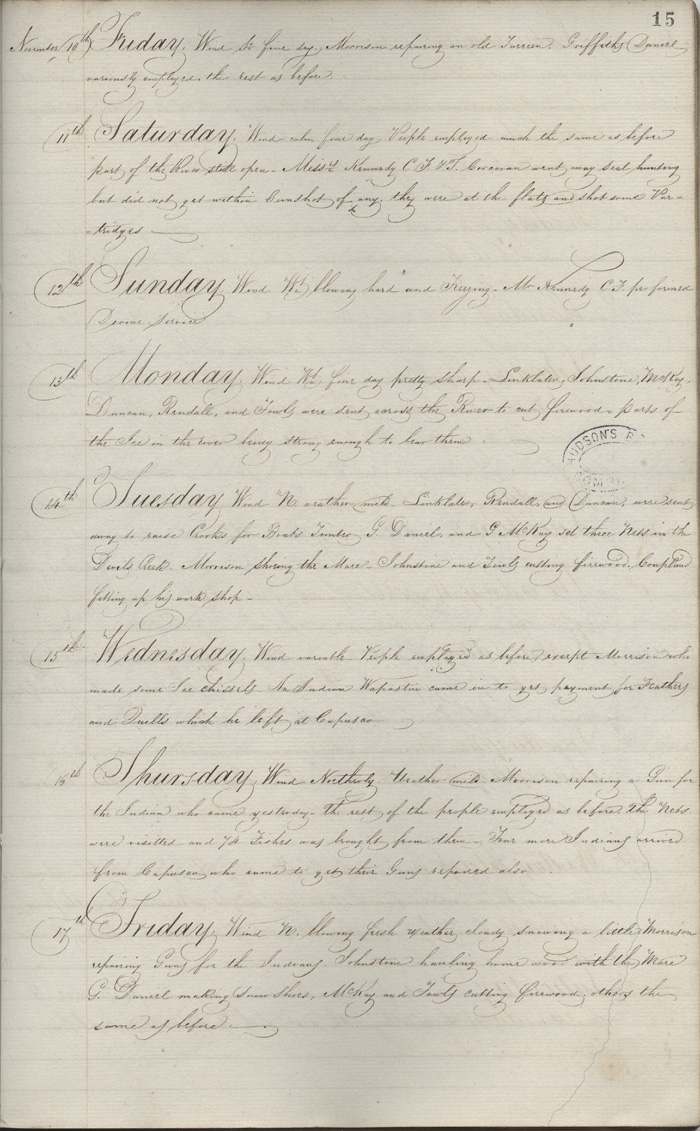 Journal du poste d'Albany, 1826-1827