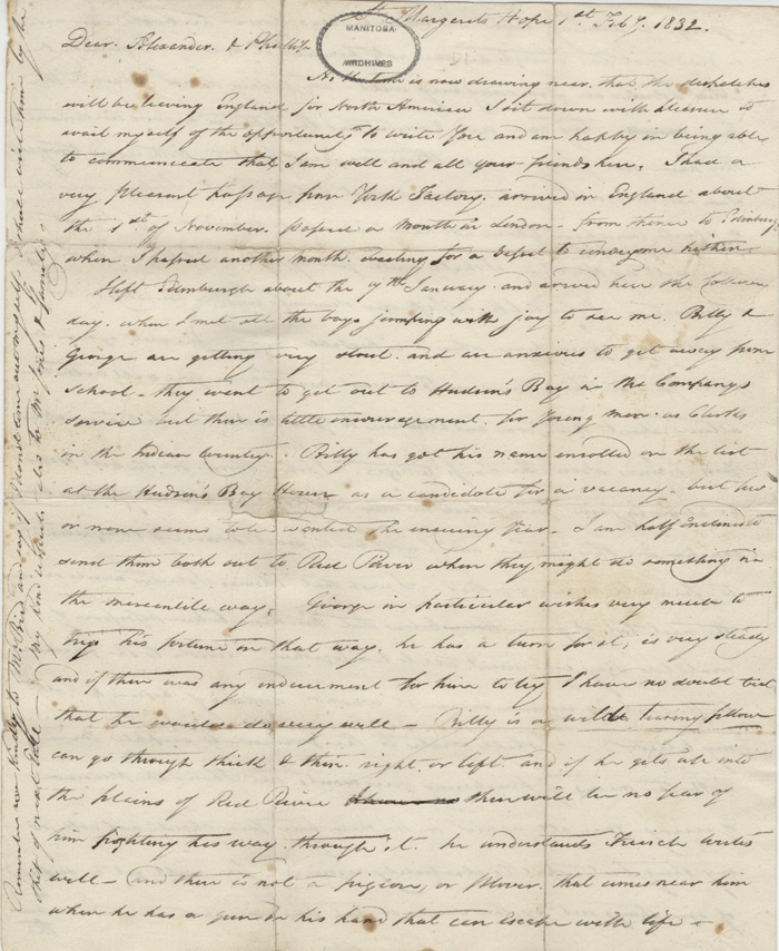 Letter from Alexander Kennedy to his sons