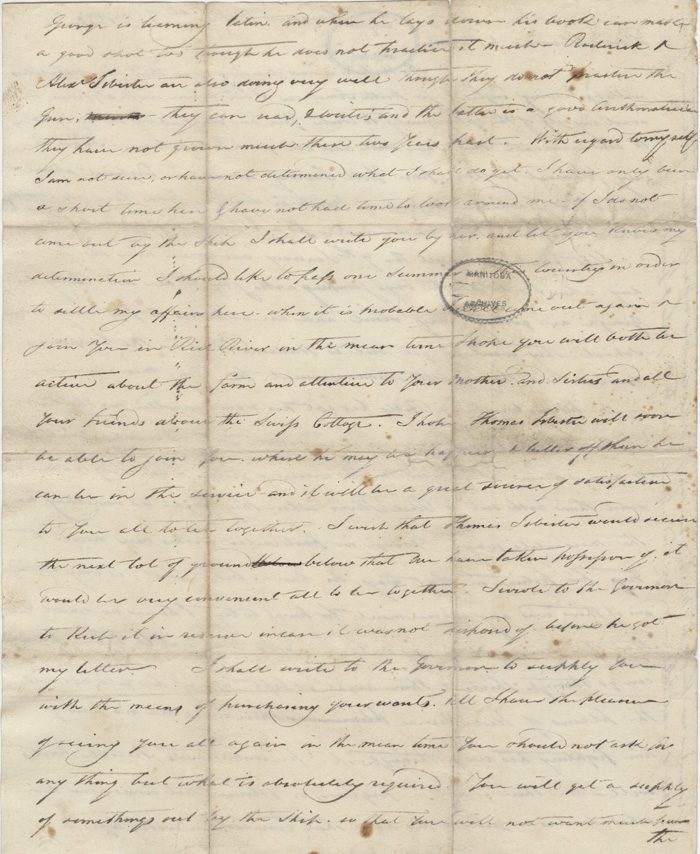 Letter from Alexander Kennedy to his sons