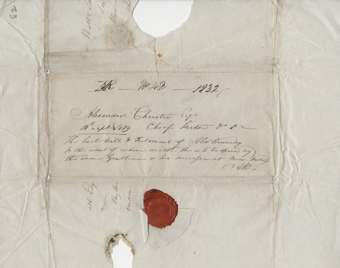Alexander Kennedy's will, 1829