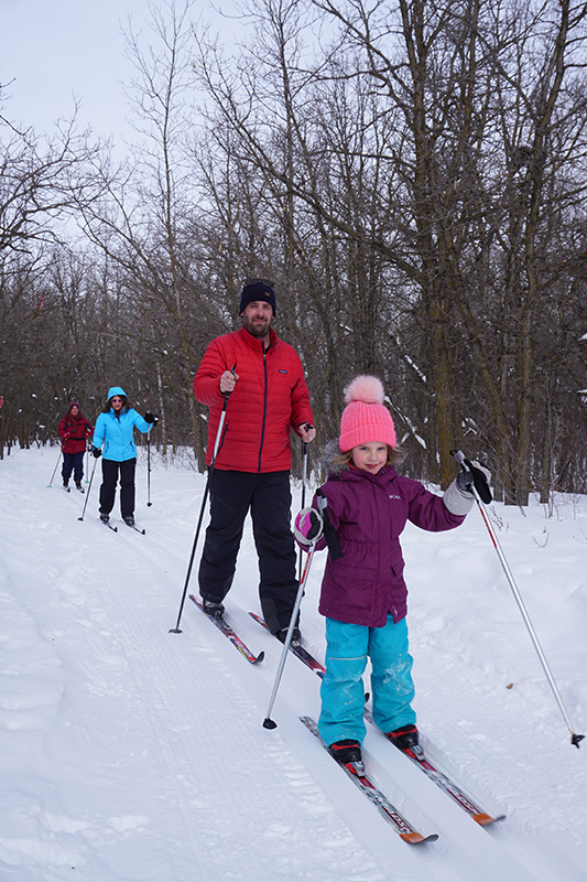 family cross country skiing