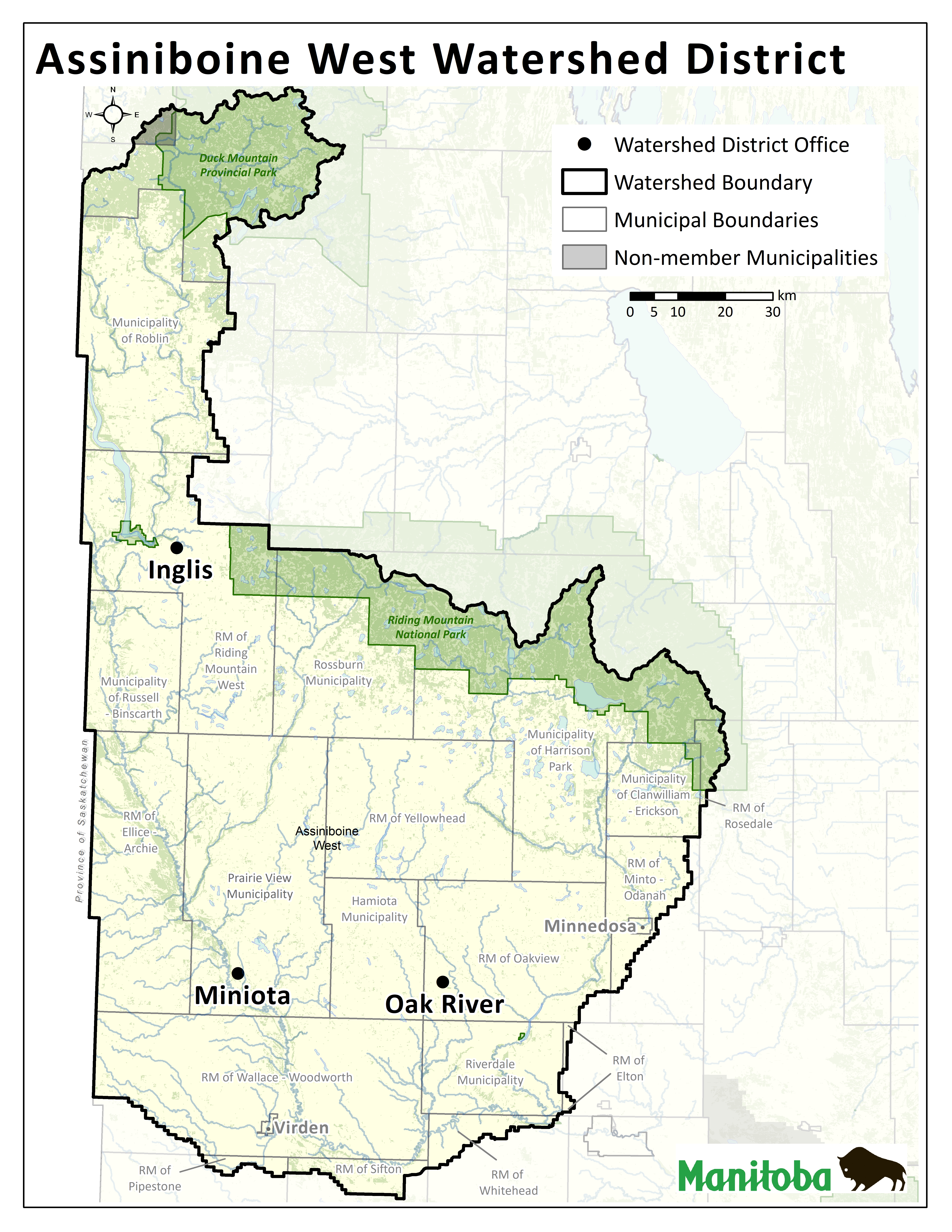 Assiniboine West Watershed District Map