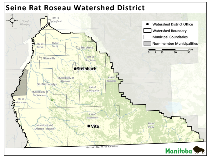 Seine Rat Roseau Watershed District Map